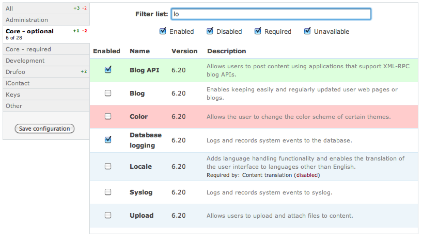 Install "Module Filter" to simplify your module administration