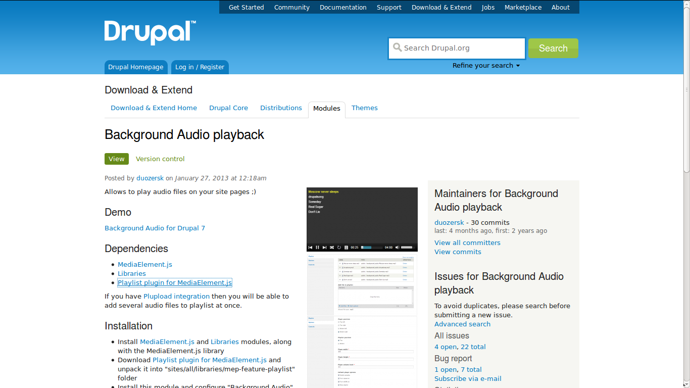 How to easily and quickly implement background audio for a Drupal website