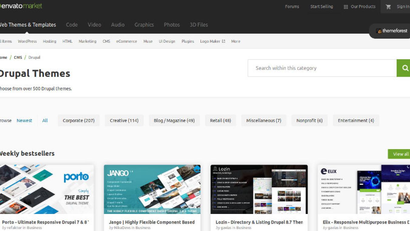 How to find the best Drupal themes on Envato Market / ThemeForest