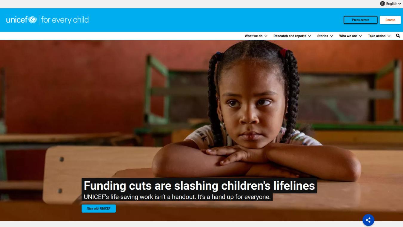 Drupal website Unicef